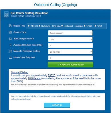 outbound calling staffing calculator (Ongoing)