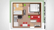 Colored 2D Floor Plan 