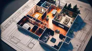 Colored Floor Plan with Furniture