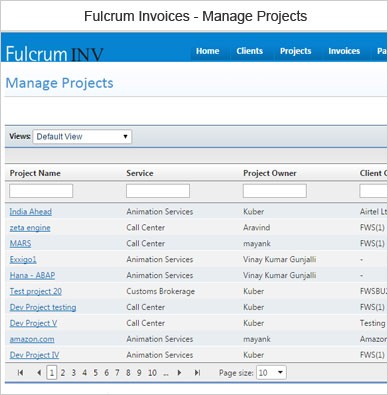 Fulcrum Invoice Manage Projects