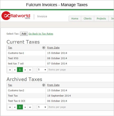 Fulcrum Invoice Manage Taxes