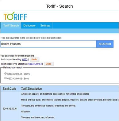 toriff search